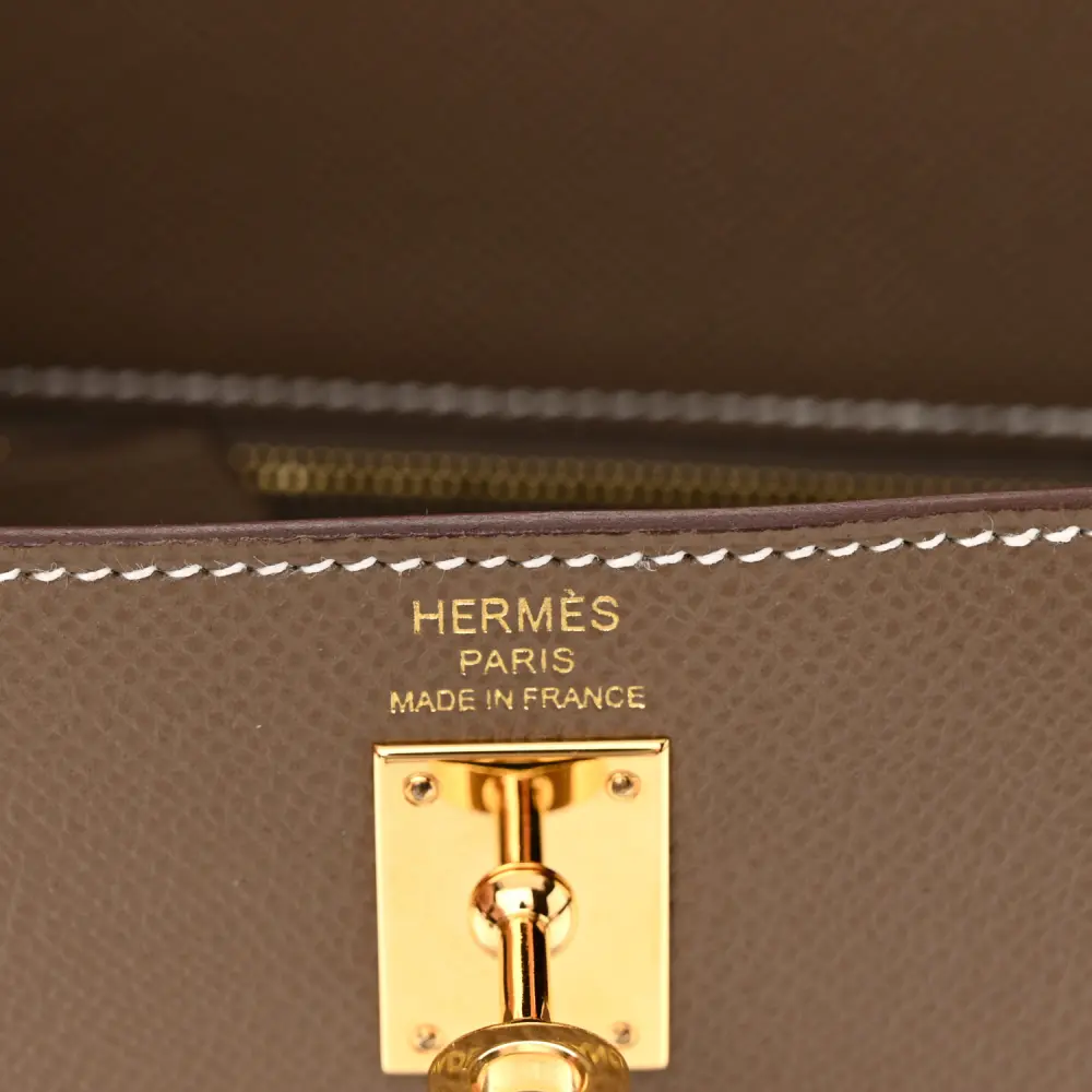 Hermès Kelly Sellier 25 Etoupe Epsom Leather Gold Hardware