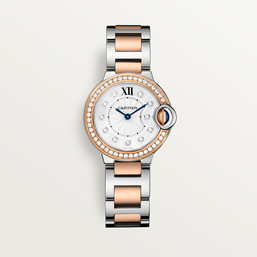 Ballon Bleu de Cartier watch 28 mm rose gold steel diamonds CRW3BB0025
