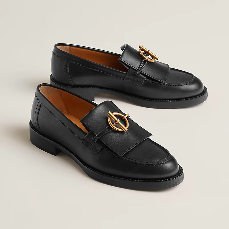 HERMES Impact Black Loafers