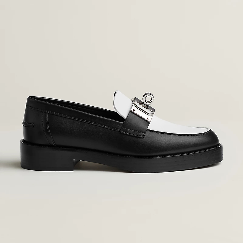 HERMES Hot Black and White Loafers