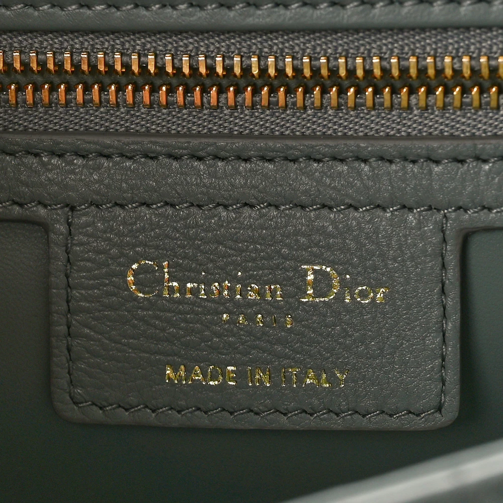 Dior Medium Caro Bag Ethereal Grey Cannage Calfskin Leather Gold Hardware