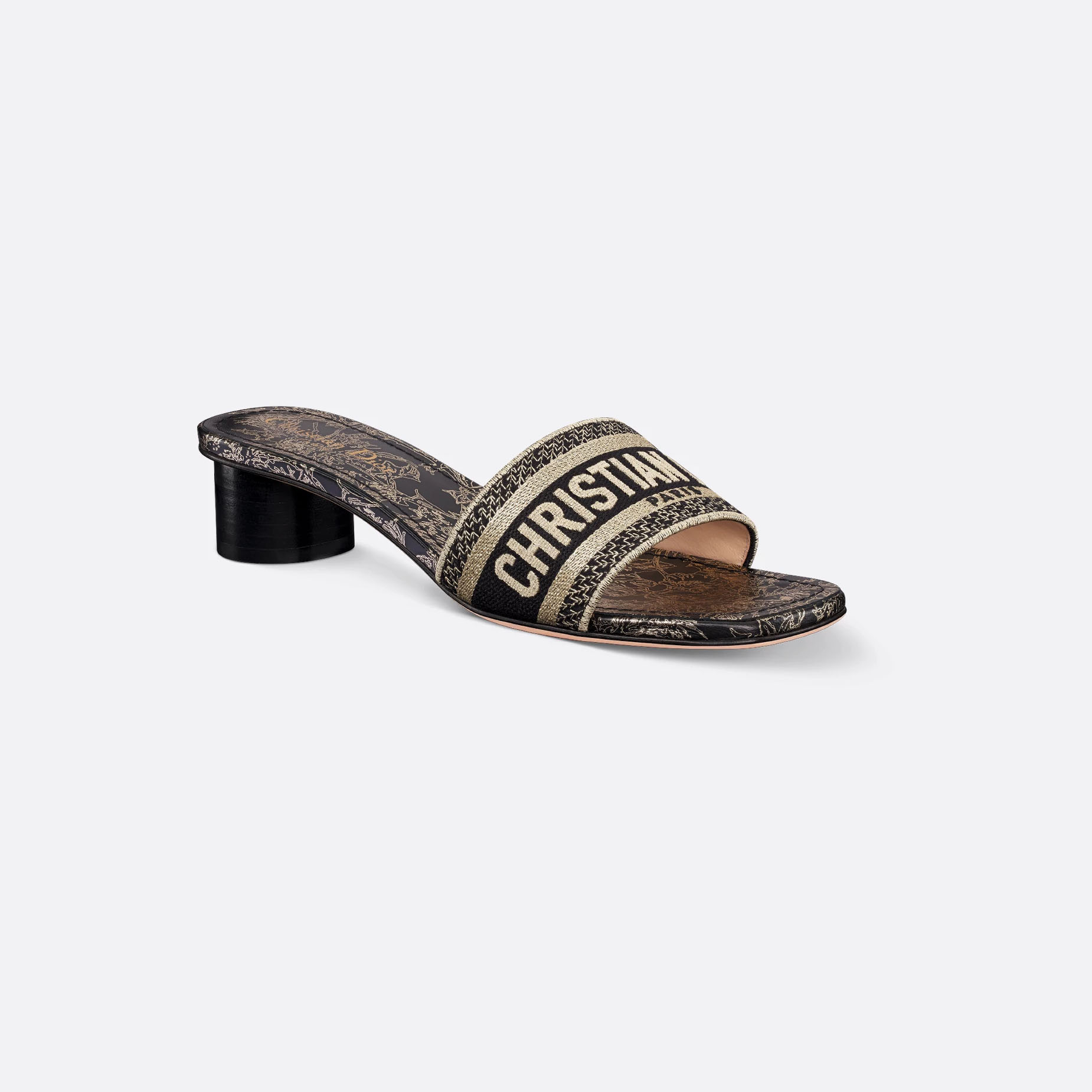 Dior thick bottom square head high-heeled slippers