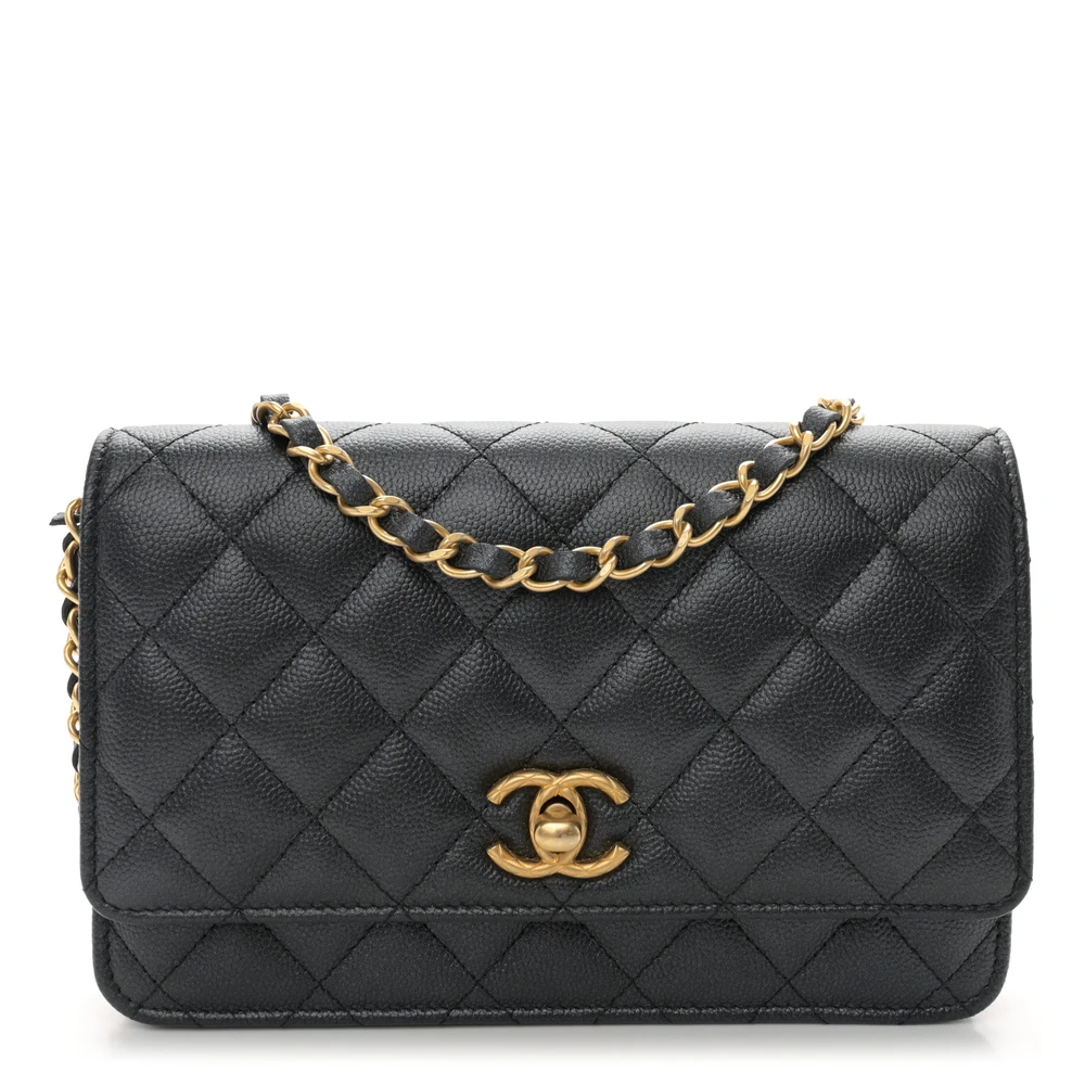 Chanel Quilted Wallet On Chain | Pearly Caviar Gold