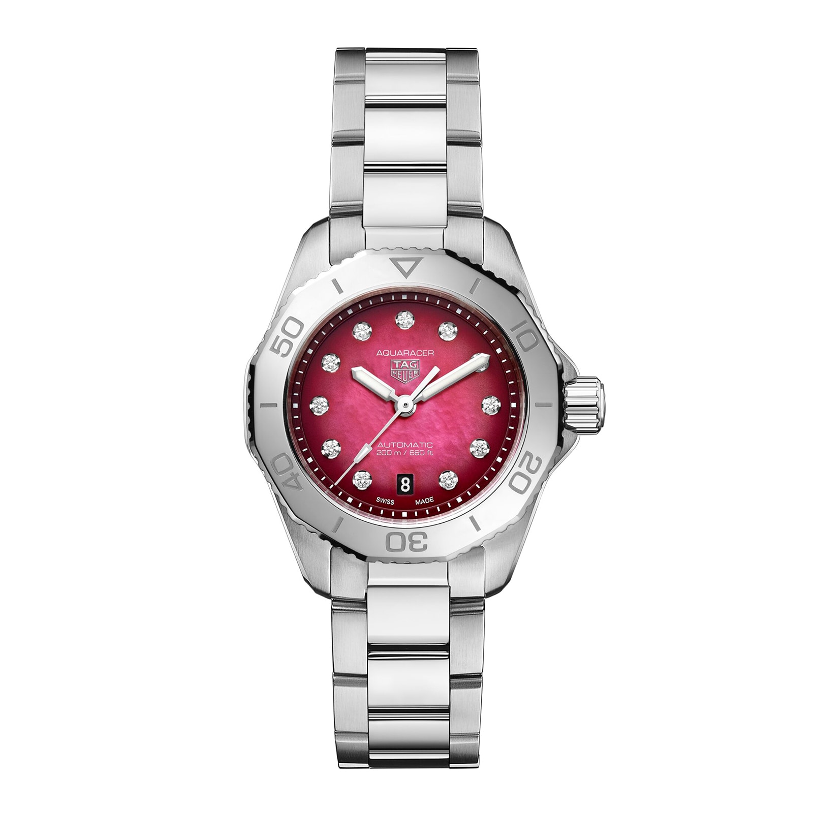 TAG Heuer Aquaracer Professional 200 Date 30mm Ladies Watch Red WBP2414.BA0622