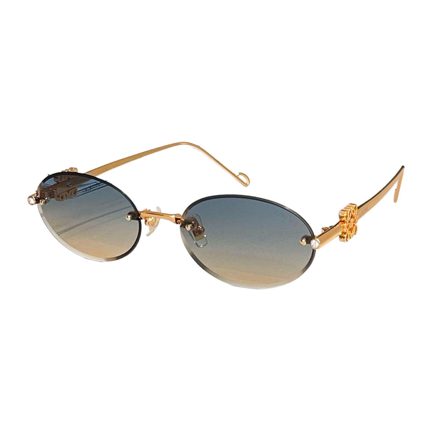 Loewe Oval glasses blue orange/rose gold/brown/tawny/purple color Size 51口21-140
