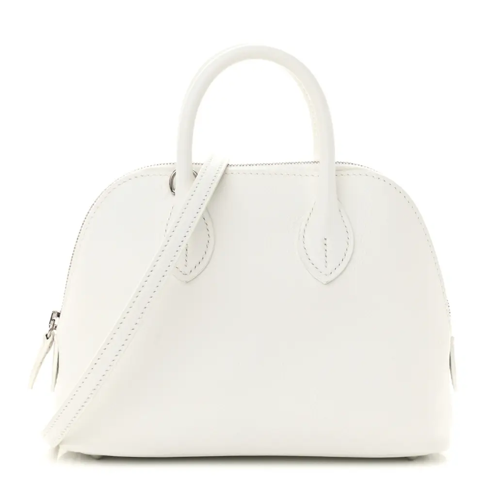 Hermès Mini 1923 Bolide White Evercolor Leather Silver Hardware
