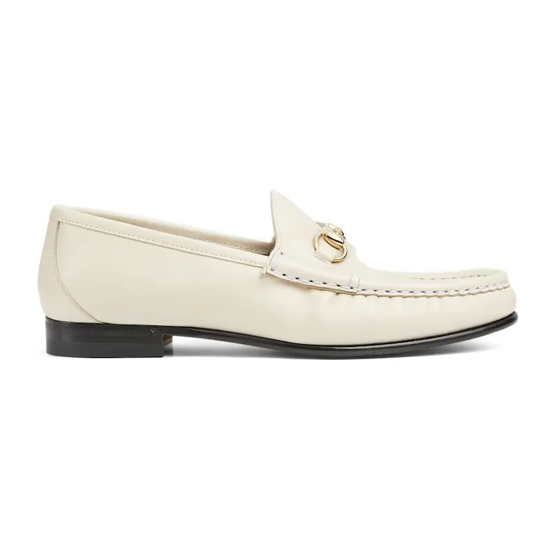 Gucci white horse bit buckle flat bottom Loafers