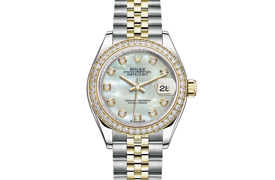 Rolex Lady-Datejust Oyster 28 mm Oystersteel yellow gold and diamonds White dial M279383RBR-0019