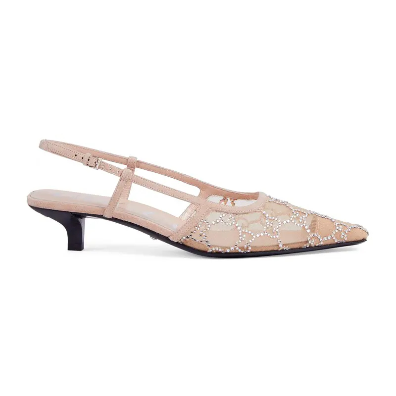 Gucci pink pointed heels high heels shoes Rear lace up high heels