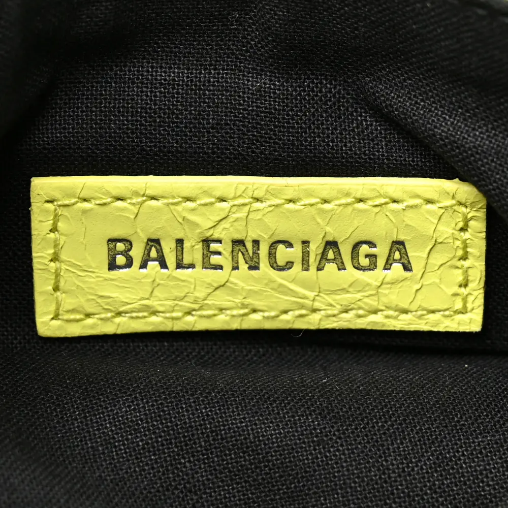 Balenciaga XS Le Cagole Shoulder Bag Lime Agneau Arena Leather Silver Hardware