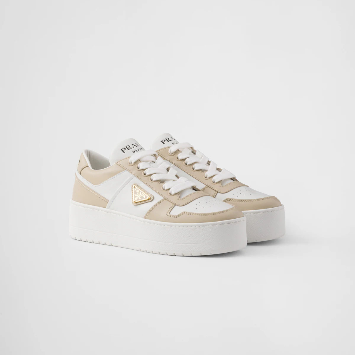 PRADA White and desert leather sneakers