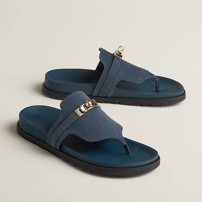 HERMES Empire Blue Slippers