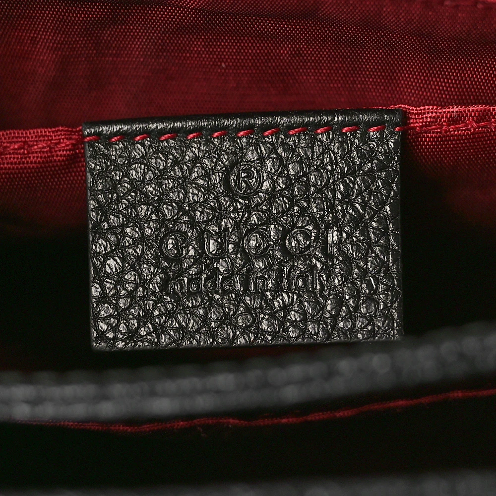 Gucci Small Zumi Shoulder Bag Black Grainy Calfskin Leather Mixed Metal Hardware
