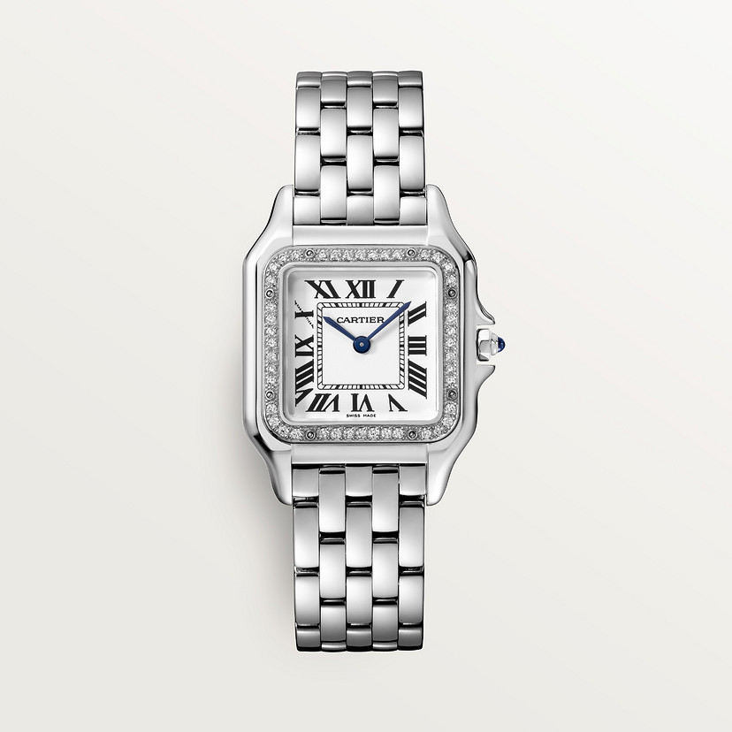 Panthère de Cartier watch Medium model quartz movement steel diamonds CRW4PN0008