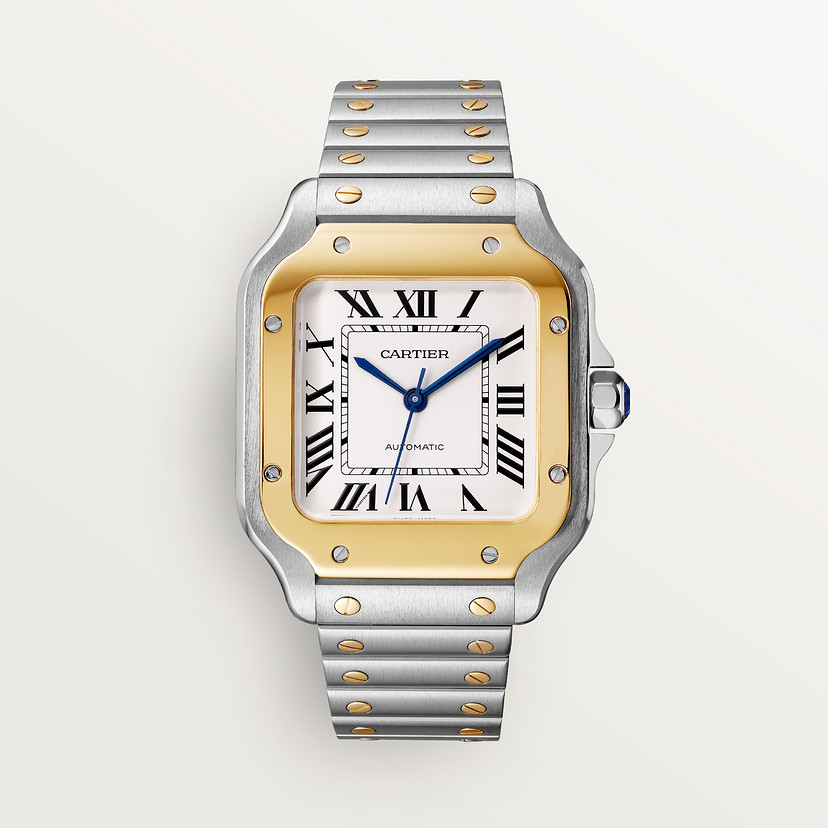 Santos de Cartier watch Medium model yellow gold steel CRW2SA0016
