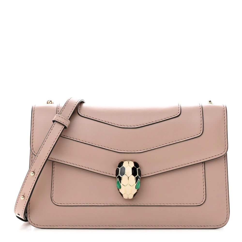 Bvlgari Mini Serpenti Forever Crossbody Bag Beige Calfskin Leather Gold Hardware