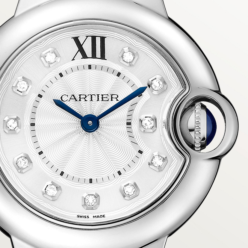 Ballon Bleu de Cartier watch 28 mm quartz movement steel diamonds CRW4BB0029