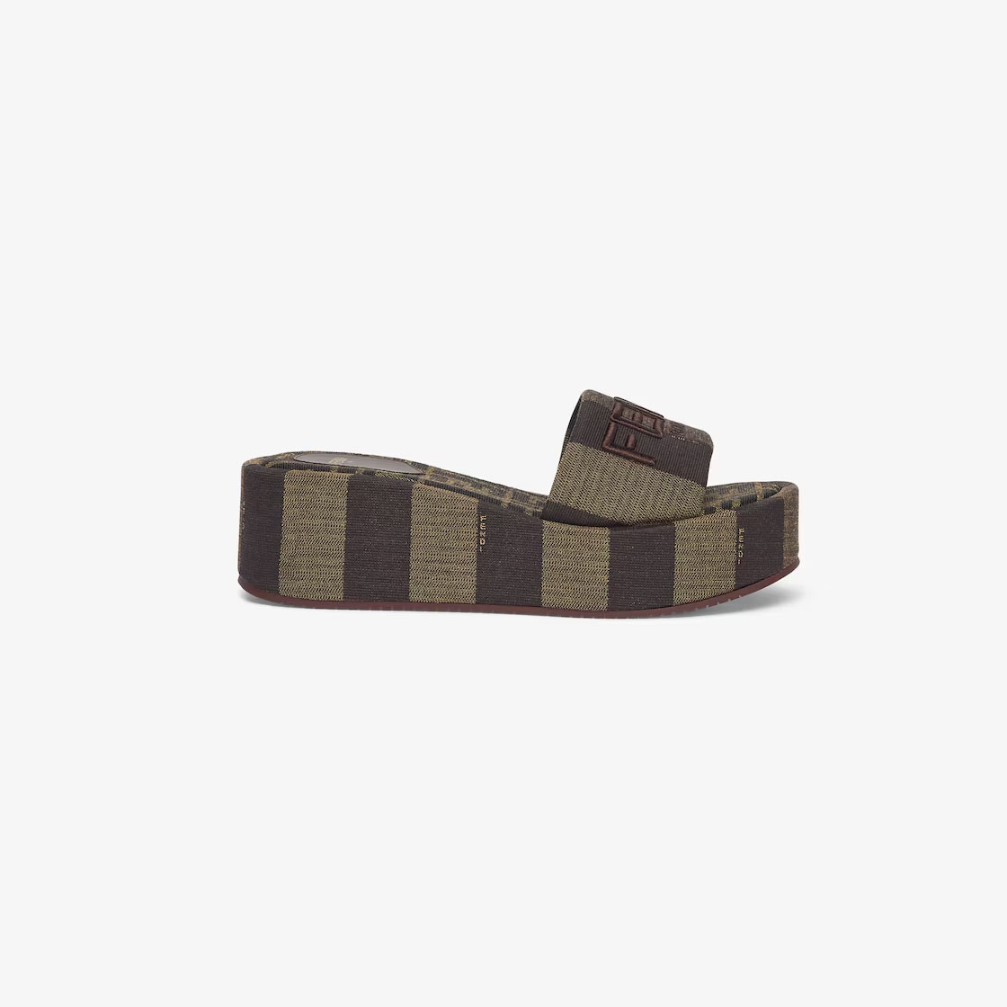 FENDI Brown fabric platform sandals slippers