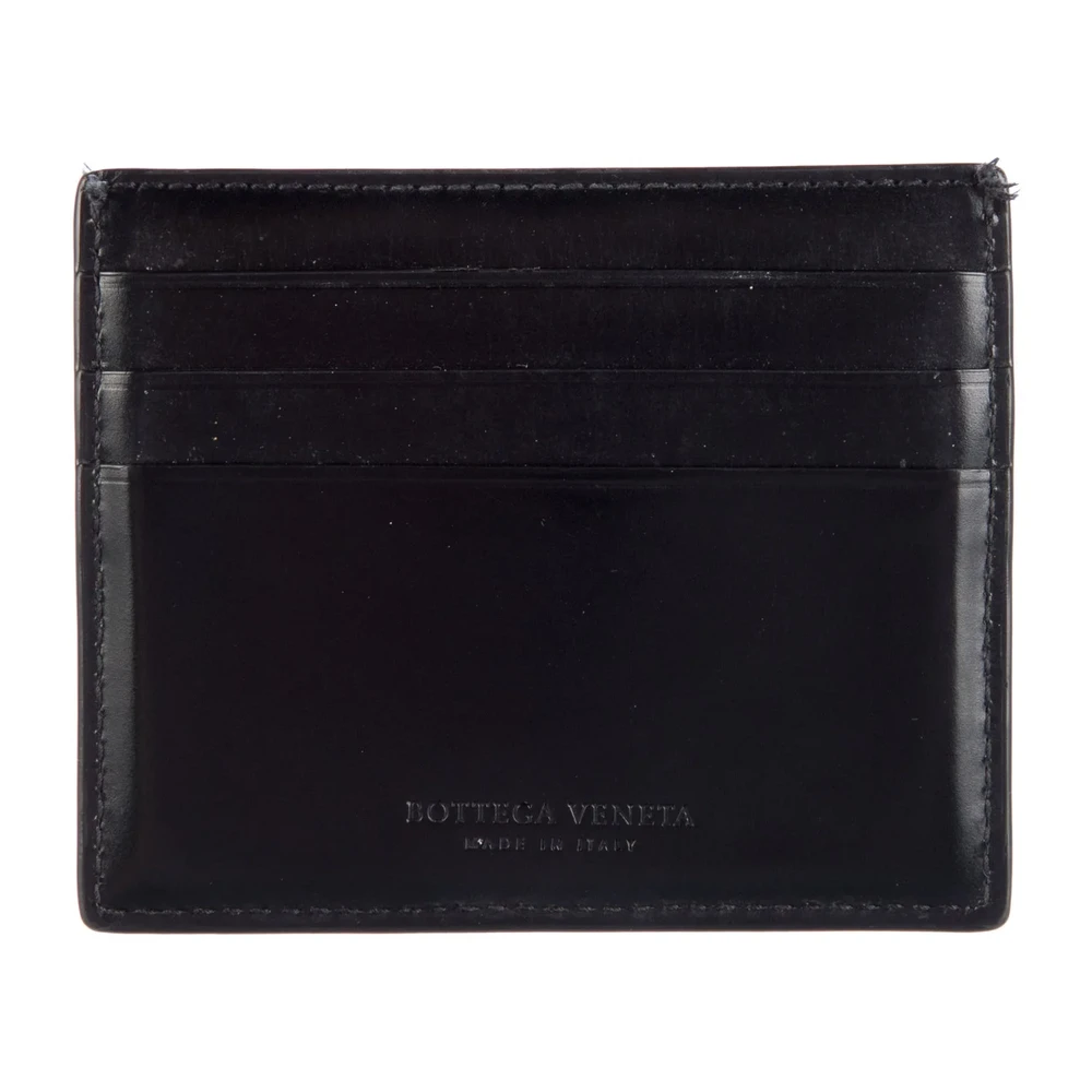 Bottega Veneta Small Card Holder Black Intrecciato Weave Nappa Leather