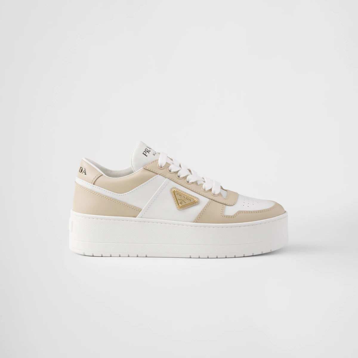 PRADA White and desert leather sneakers