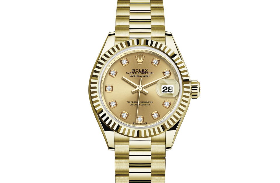 Rolex Lady-Datejust Oyster 28 mm yellow gold Champagne-colour dial M279178-0017