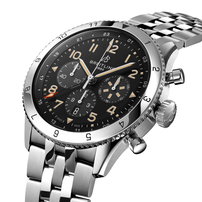 Breitling Super AVI B04 Chronograph GMT 46 P-51 Mustang Stainless steel Black AB04453A1B1A1