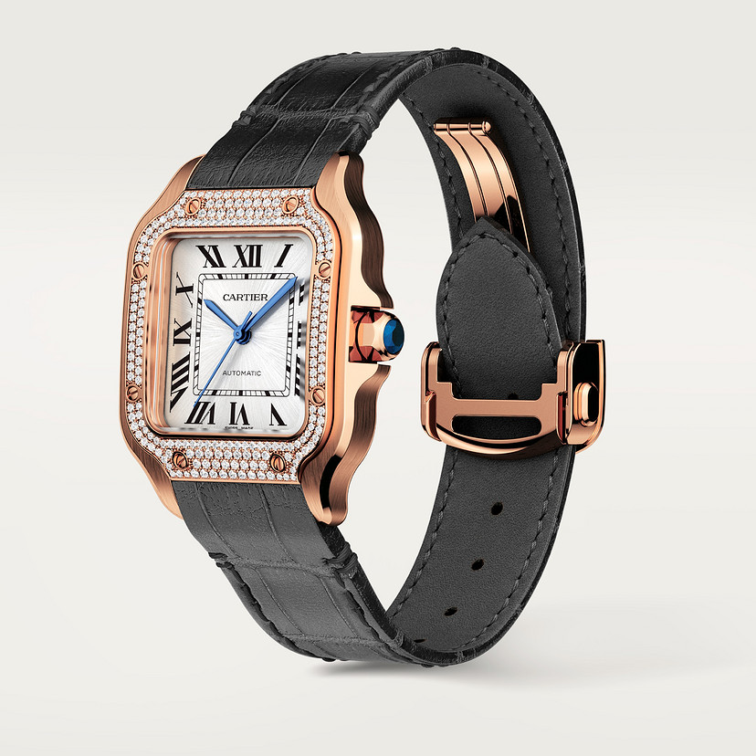 Santos de Cartier watch Medium model rose gold diamonds CRWJSA0012