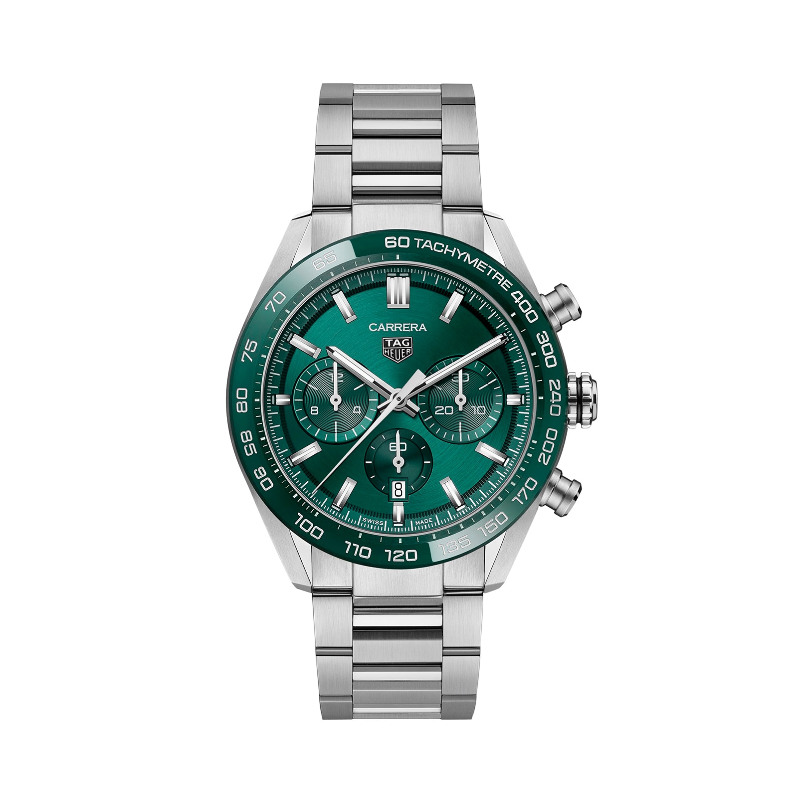 TAG Heuer Carrera Chronograph 44mm Mens Watch Green Stainless Steel CBN2A1N.BA0643
