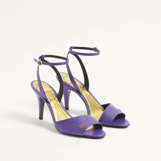 VALENTINO Crystal trim satin heel sandals (8.5 cm high heel)