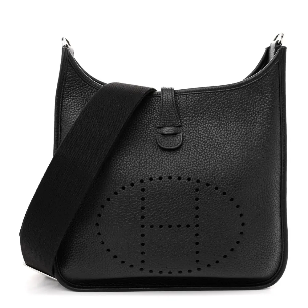 Hermès Evelyne III PM Black Taurillon Clemence Leather Palladium Silver Hardware
