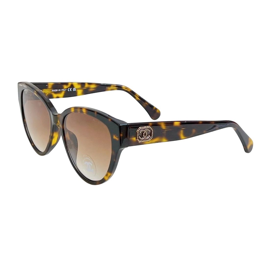 CHANEL glasses leopard-print brown gold color size 55口16-140
