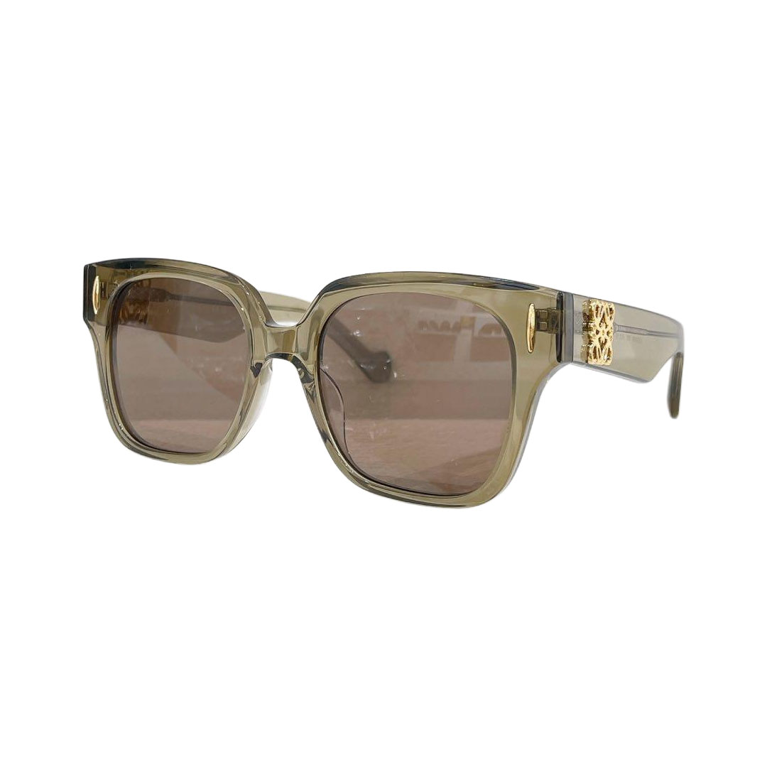 Loewe square frame glasses leopard brown/olive brown/black yellow/black/green brown/transparent leopard/transparent black/transparent grey/transparent olive color Size 51口19-140