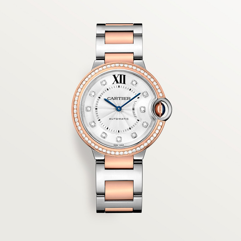 Ballon Bleu de Cartier watch 36 mm rose gold steel diamonds CRW3BB0024