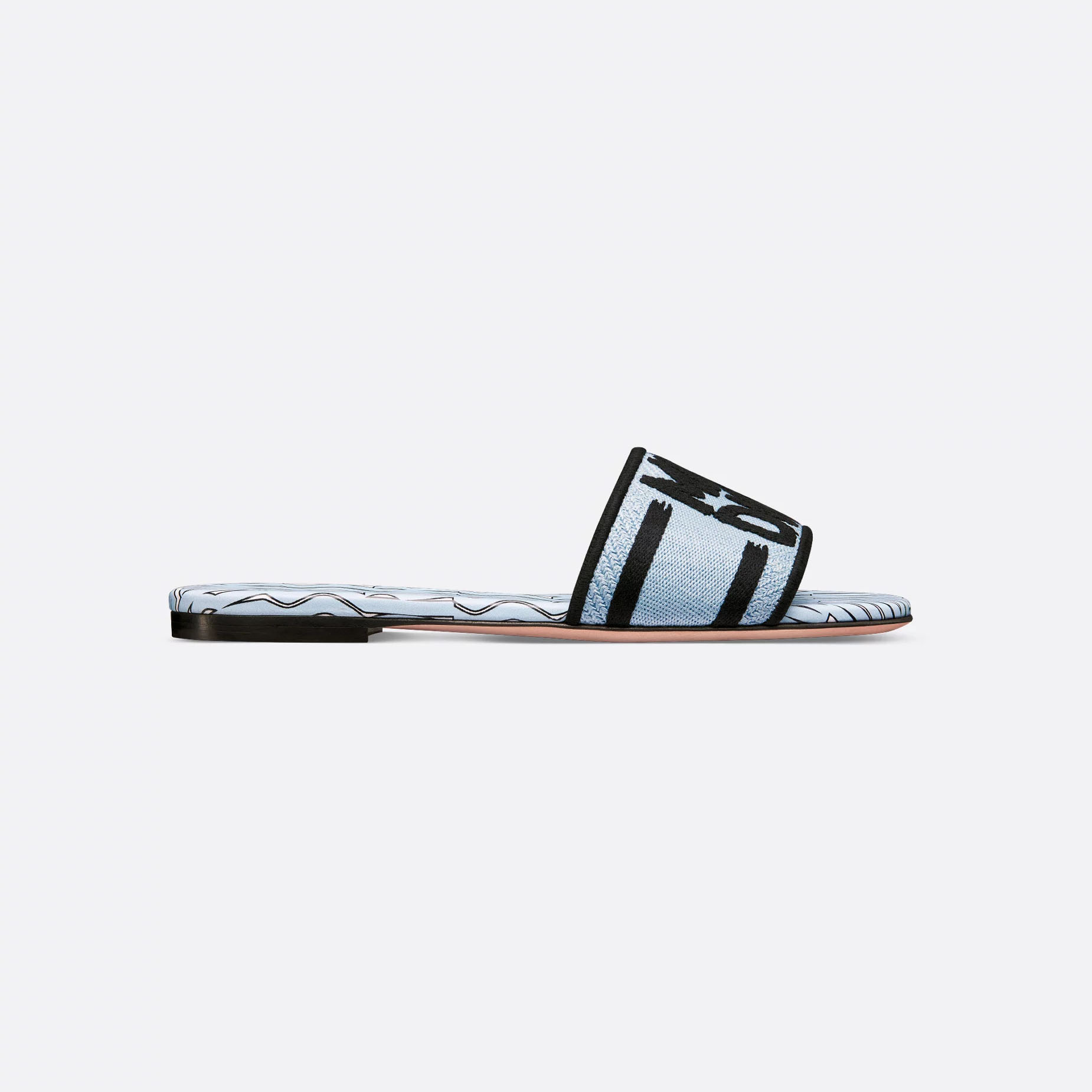Dior blue square head slippers
