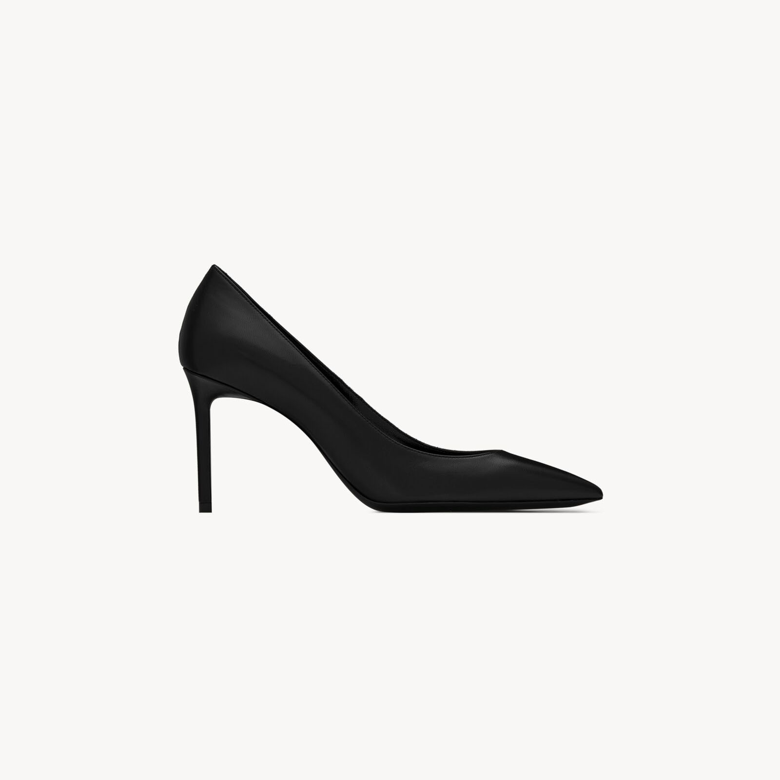 Yves Saint Laurent Black leather pointed stiletto high heels