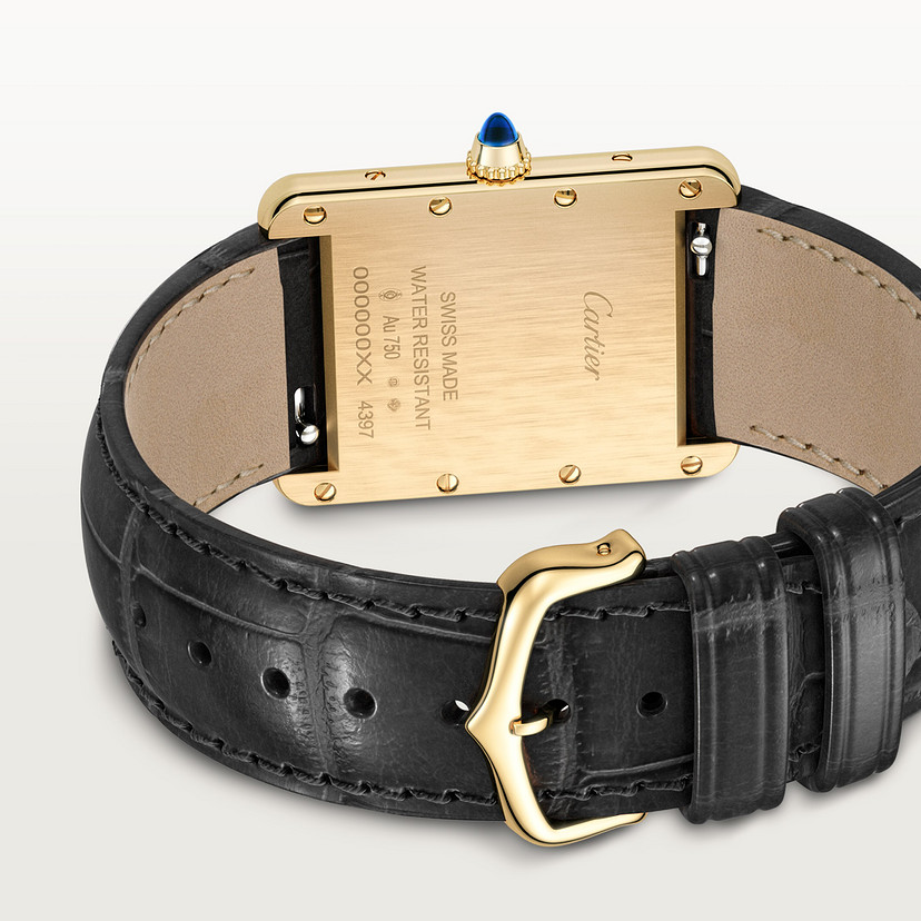 Tank Louis Cartier watch Large model quartz movement 18K yellow gold leather CRWGTA0067