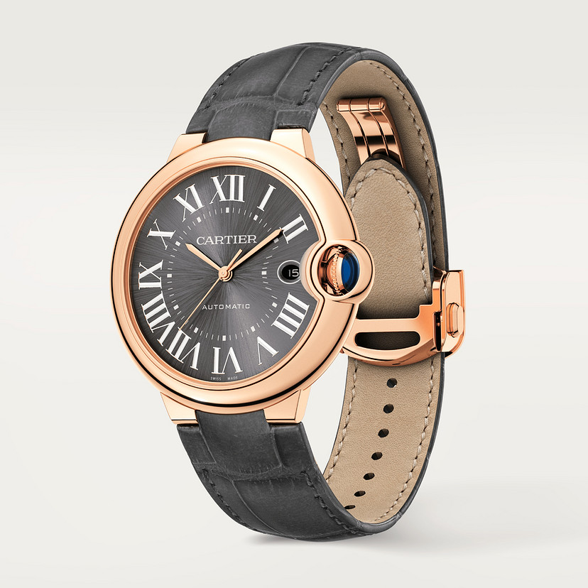Ballon Bleu de Cartier watch 40 mm 18K rose gold leather CRWGBB0050