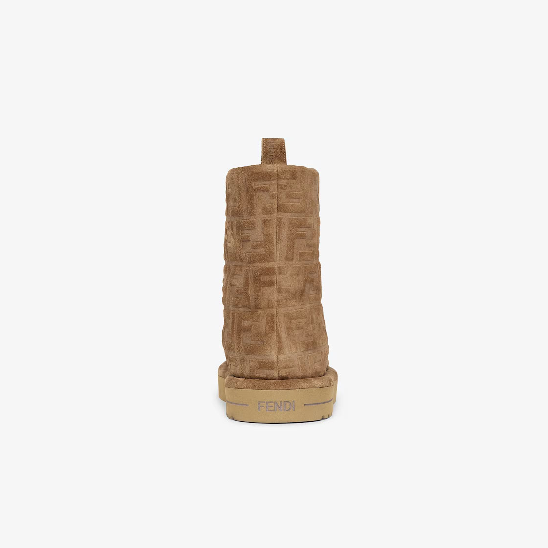 FENDI Brown FF antelope short heel boots
