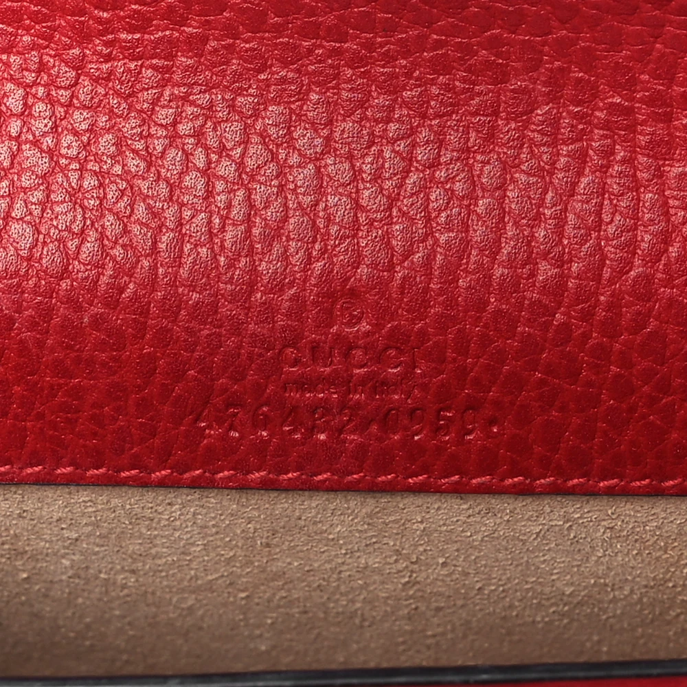 Gucci Mini Super Dionysus Shoulder Bag Hibiscus Red Calfskin Leather Aged Silver Hardware