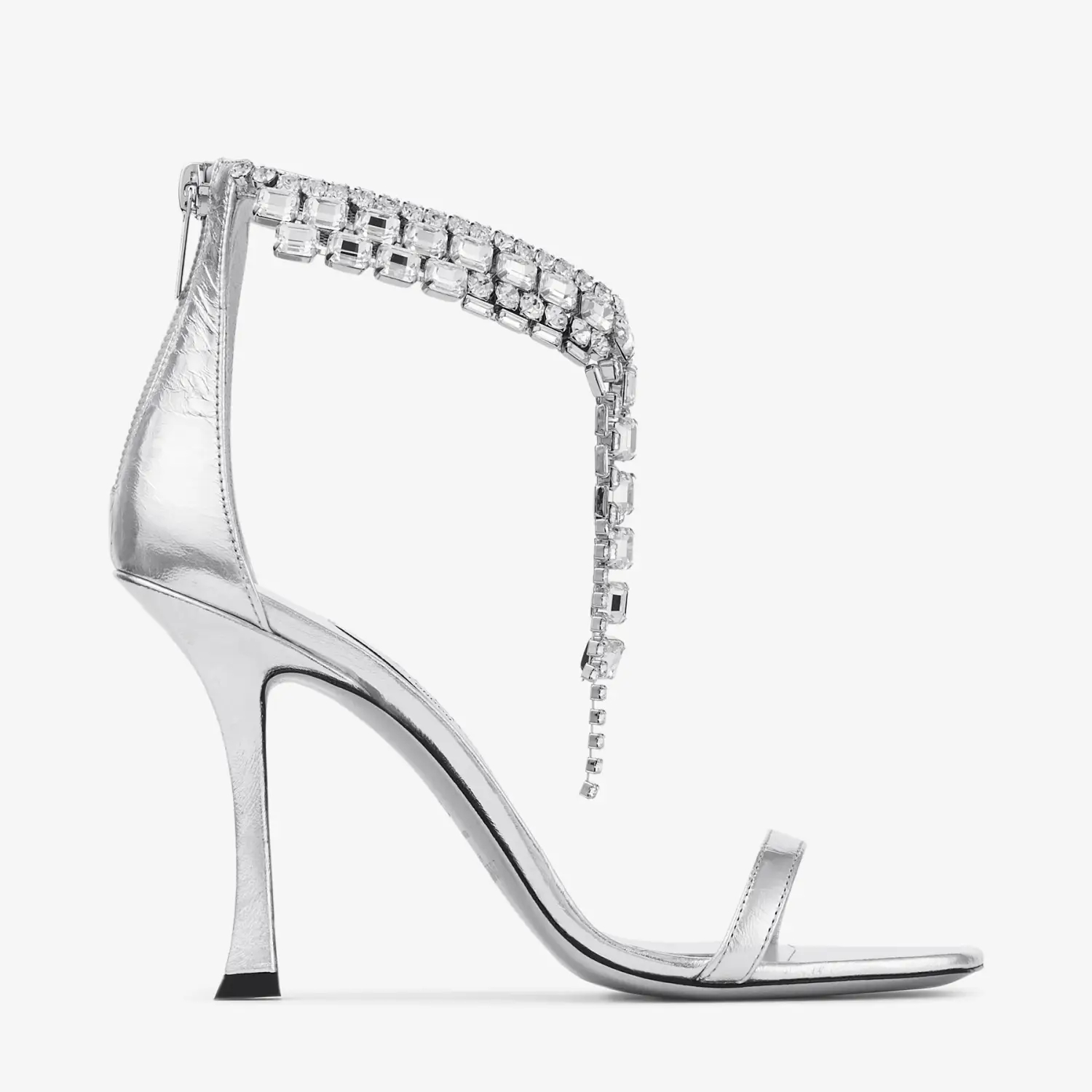 JIMMY CHOO Silver vintage metallic texture leather high heeled sandals