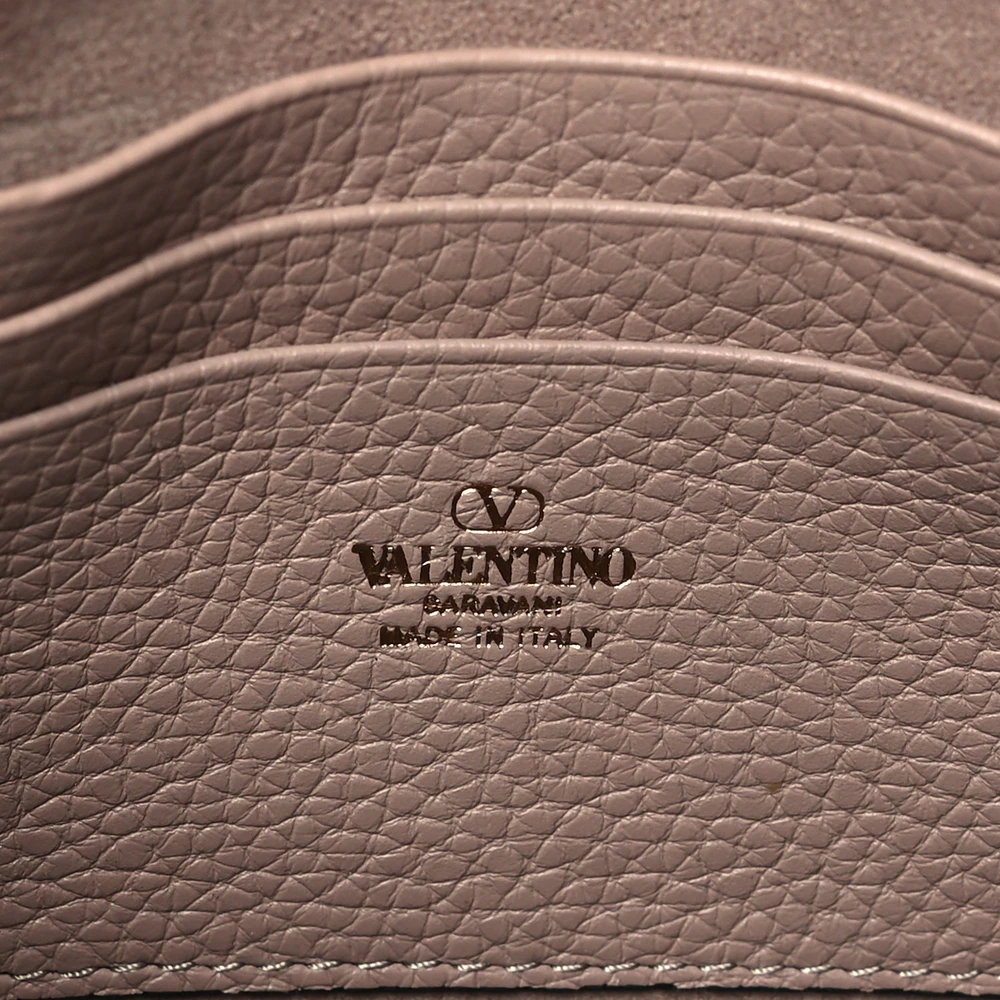 Valentino Garavani Small Rockstud Crossbody Pouch Poudre Grainy Calfskin Leather Gold Hardware