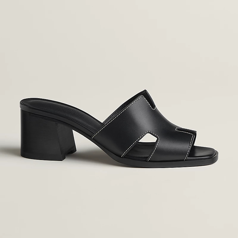 HERMES Helia Slippers High-heeled slippers Black High Heels Sandal