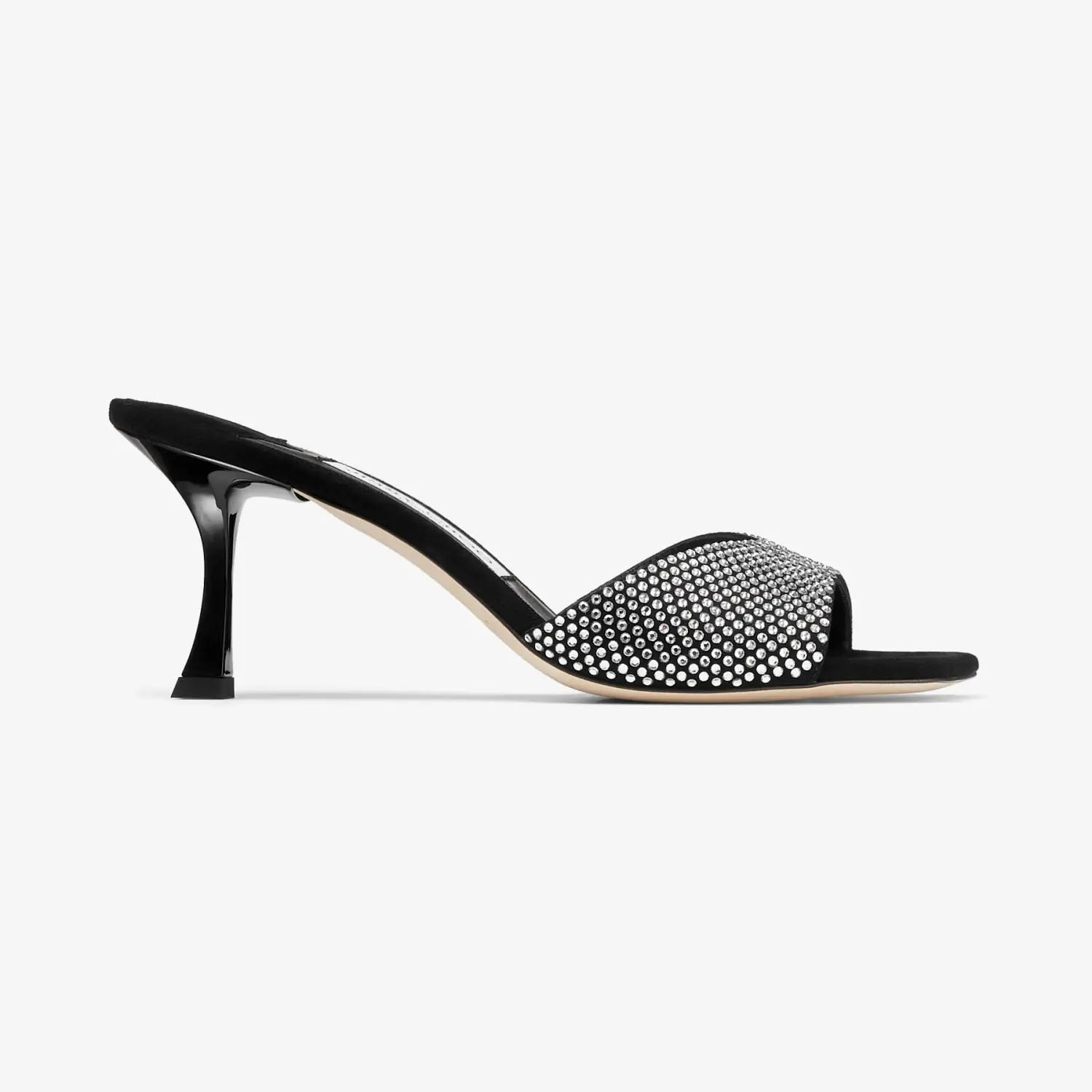 JIMMY CHOO Crystal embellish black suede sandals slippers