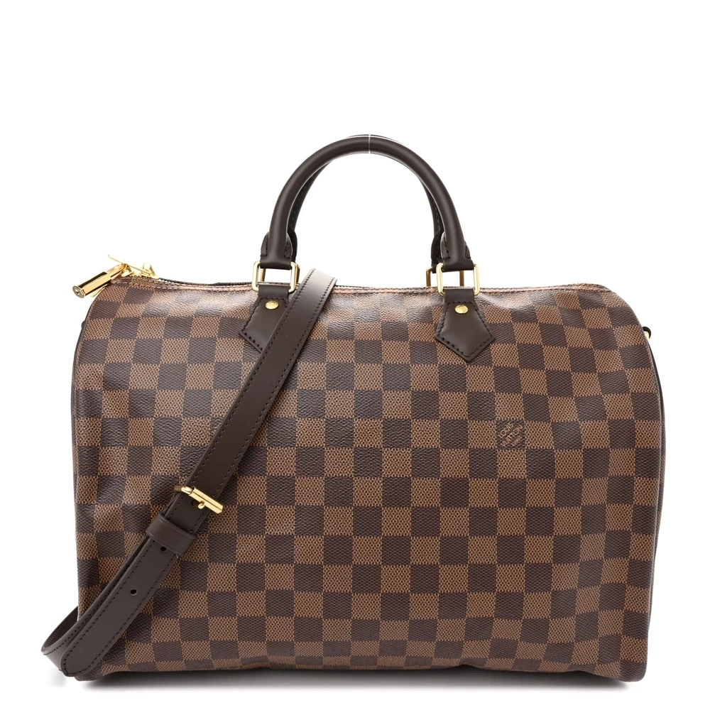 Louis Vuitton Speedy Bandouliere 35 Damier Ebene Canvas Gold Hardware