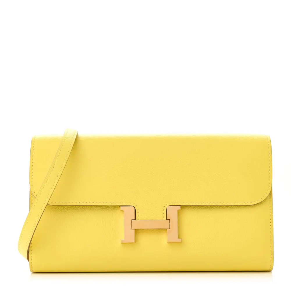 Hermès Constance Wallet To Go Lime Evercolor Leather Gold Hardware