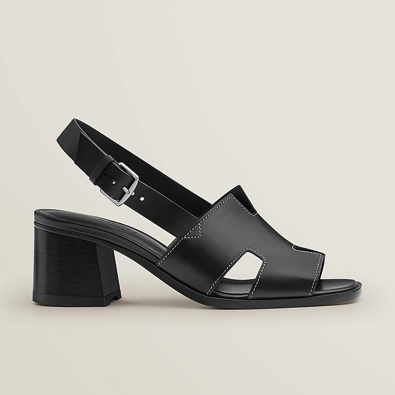 HERMES Elbe Black High Heels Sandal