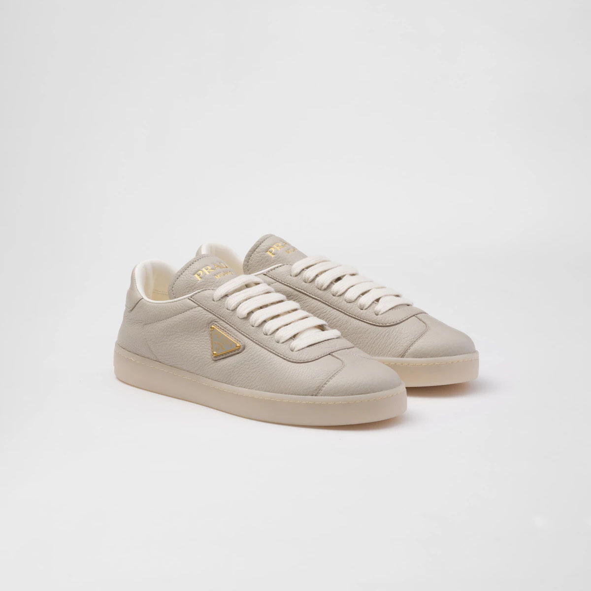 PRADA grey leather sneakers