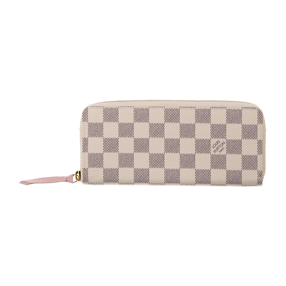 Louis Vuitton Large Clemence Wallet White and Blue Damier Azur Pattern Coated Canvas Brass Hardware