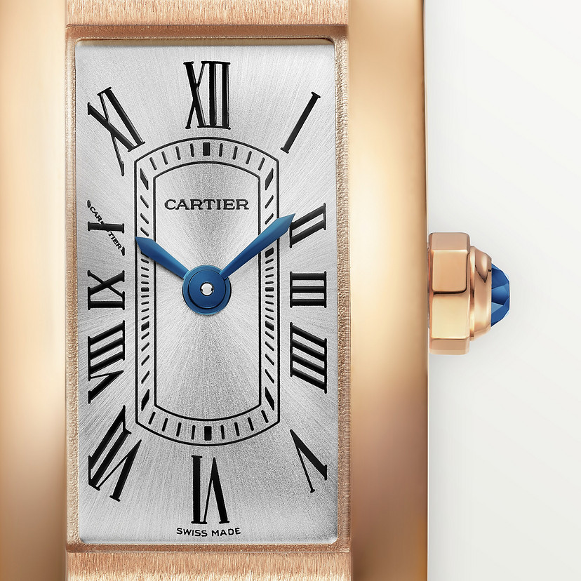 Tank Américaine watch Mini model quartz movement rose gold leather CRWGTA0132
