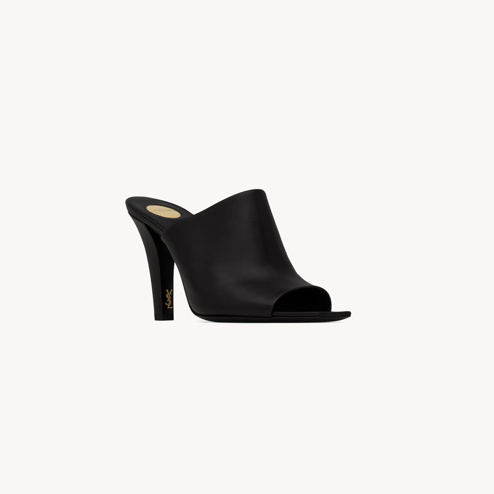 Yves Saint Laurent Black leather high heels slippers